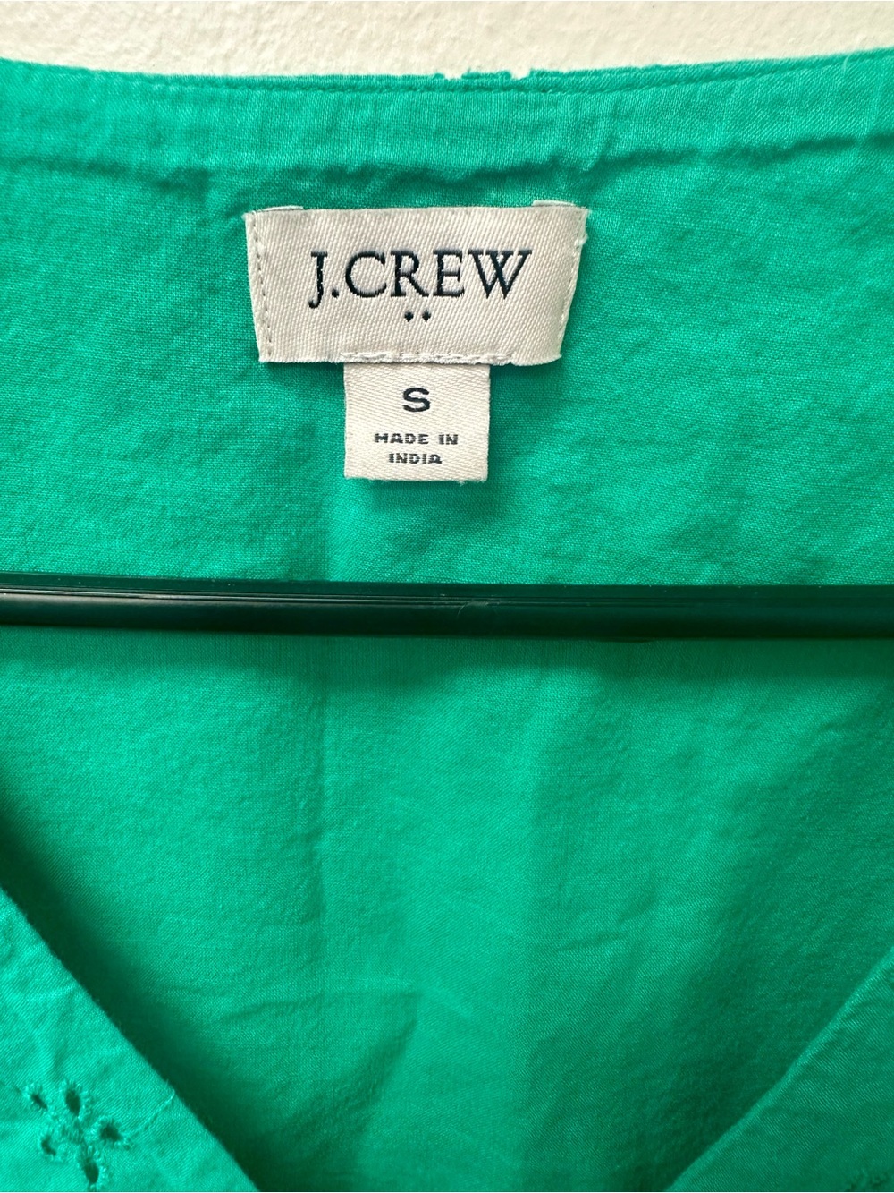 J. Crew Green Eyelet Button-Front Blouse - Picture 3 of 7